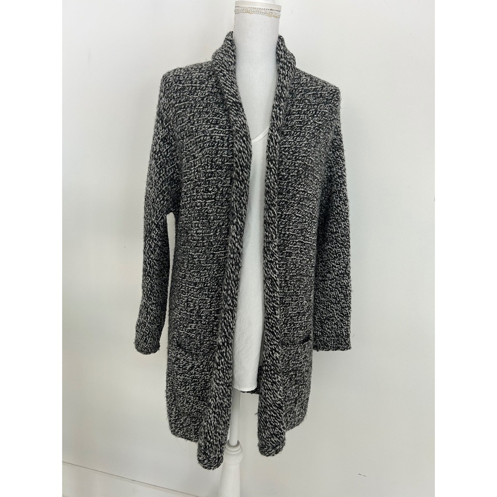 Gap Womens Marled Knit Longline Cardigan Black White Wool Alpaca Blend Small